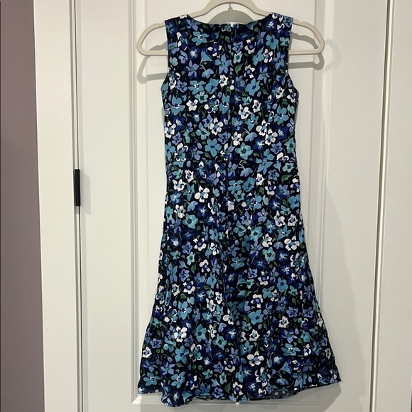 Talbots Blue Asymmetrical Blue Floral Print Sleeveless Dress - Picture 6 of 6